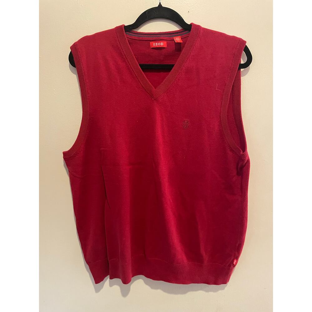 Izod red preppy old money minimalist sweater vest medium